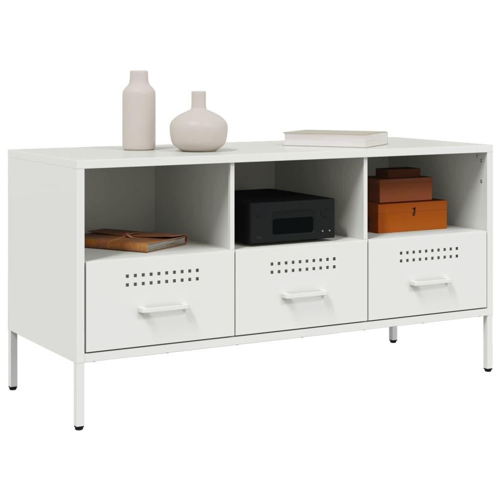 vidaXL Mueble para TV acero blanco 100,5x39x50,5 cm - Image 4