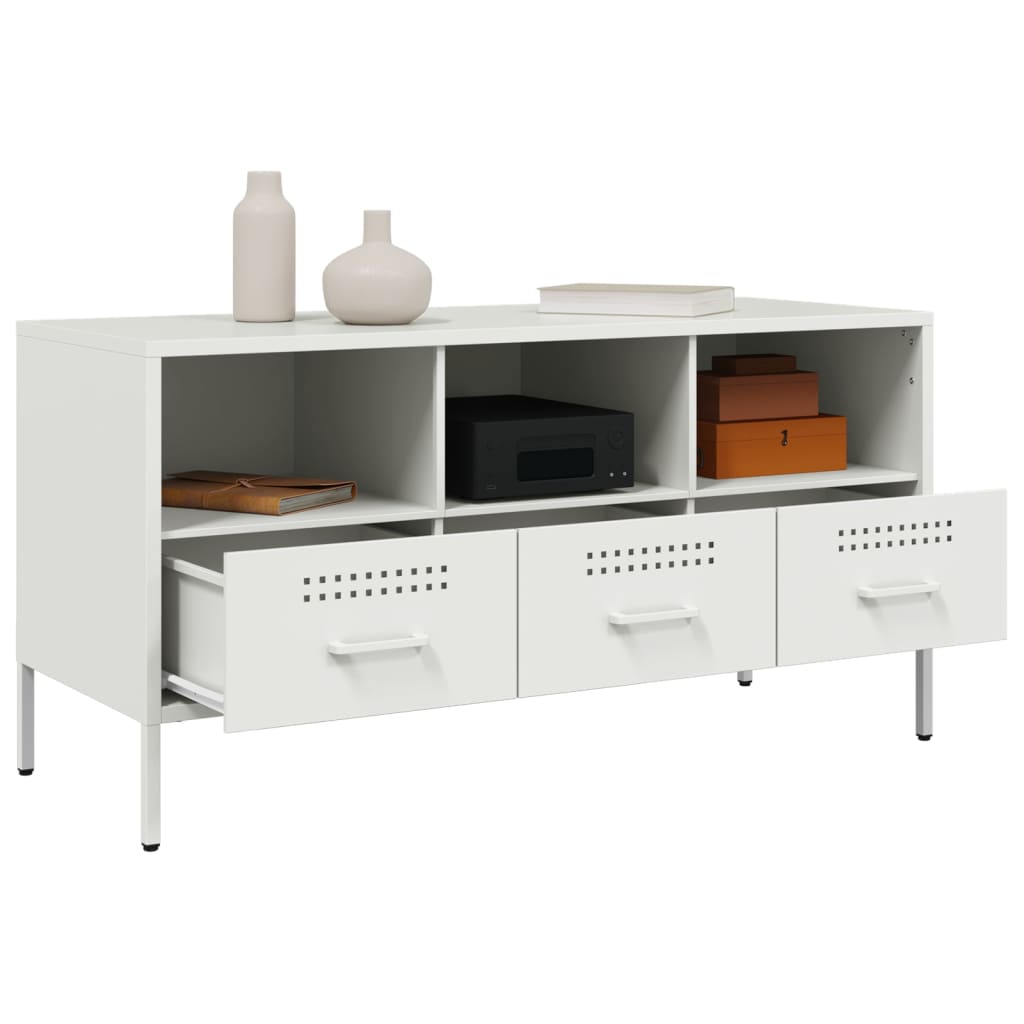 vidaXL Mueble para TV acero blanco 100,5x39x50,5 cm - Image 5