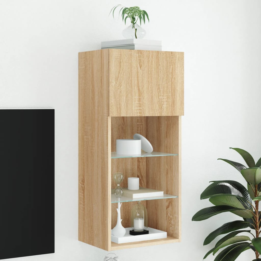 vidaXL Mueble para TV con luces LED roble Sonoma 40,5x30x90 cm