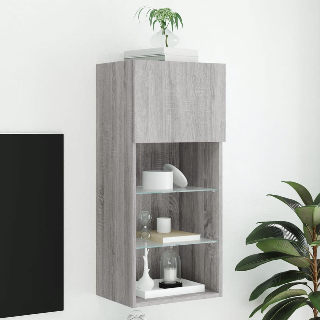vidaXL Mueble para TV con luces LED gris Sonoma 40,5x30x90 cm