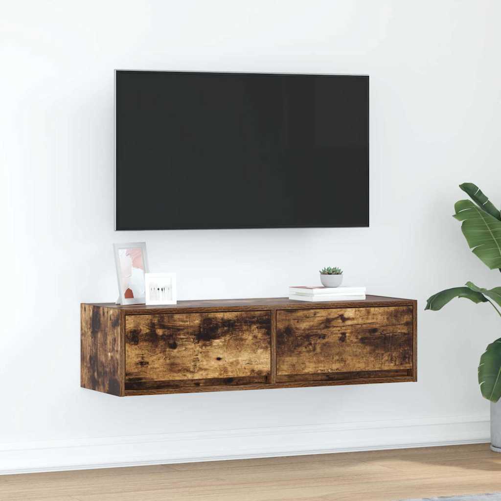 vidaXL Gabinete de TV con cajón Roble ahumado 100 x 31 x 25.5 cm