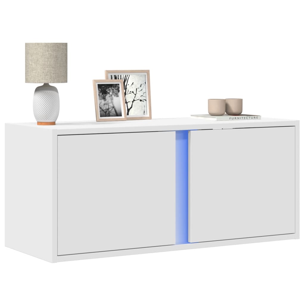 vidaXL Mueble de TV de pared con luces LED blanco 80x31x35 cm