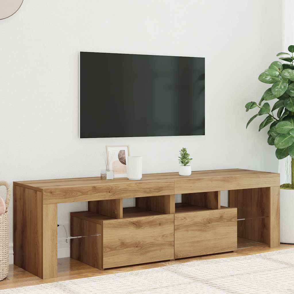vidaXL Mueble de TV luces LED madera roble artisan 140x36,5x40 cm