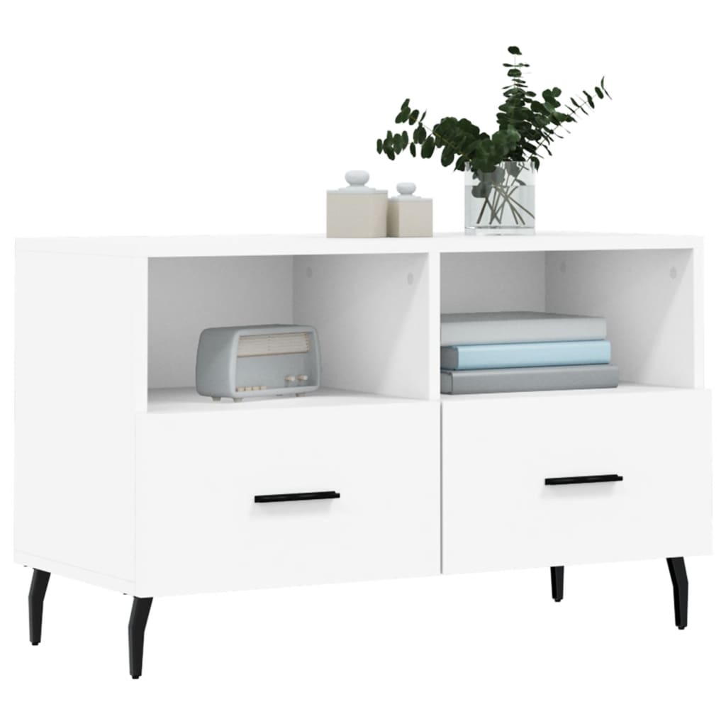 vidaXL Mueble para TV madera contrachapada blanco 80x36x50 cm - Image 3