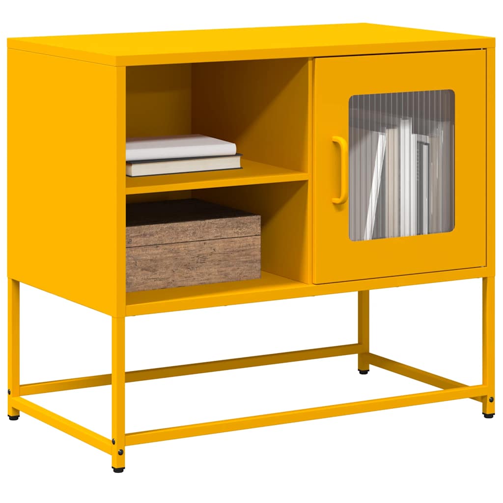 vidaXL Mueble para TV de acero amarillo mostaza 68x39x60,5 cm