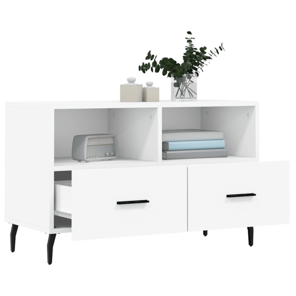 vidaXL Mueble para TV madera contrachapada blanco 80x36x50 cm - Image 4