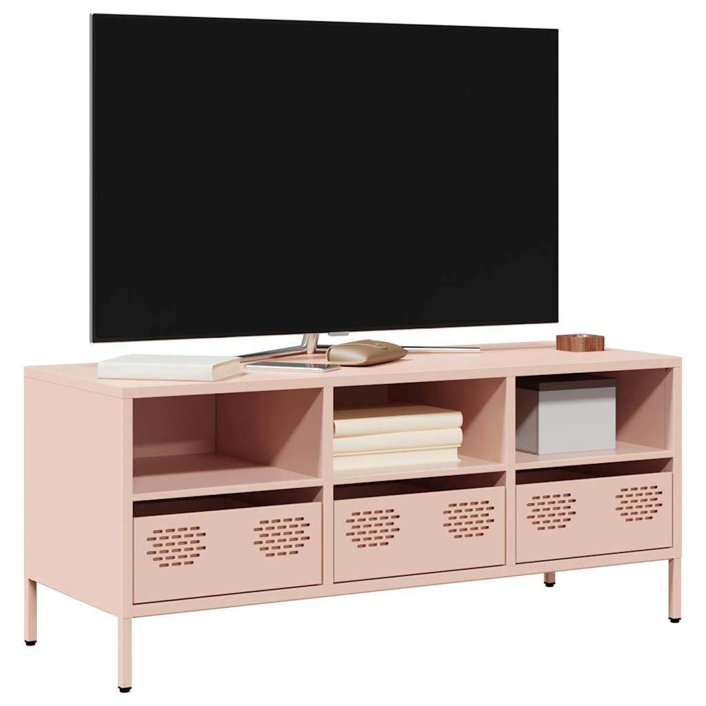 vidaXL Mueble para TV acero laminado en frío rosa 101,5x39x43,5 cm