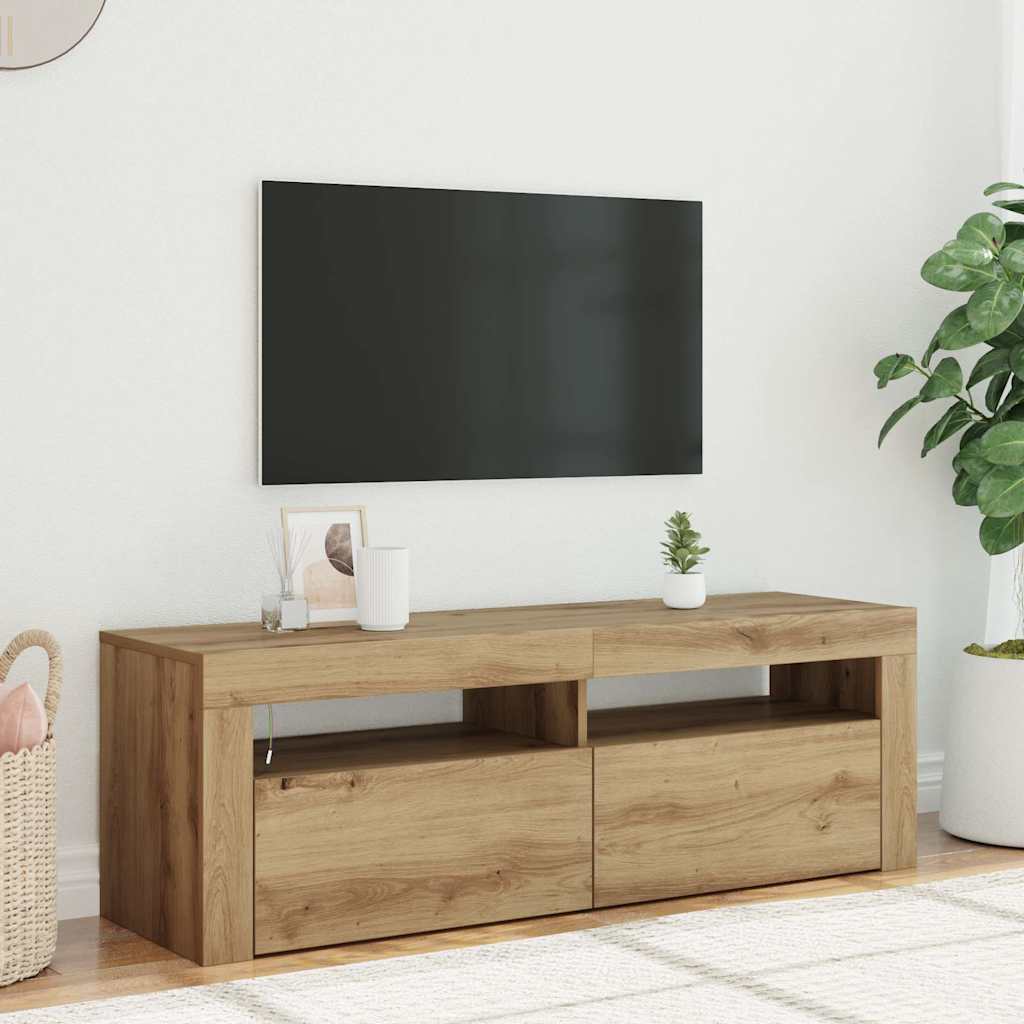 vidaXL Mueble de TV luces LED madera roble artisan 120x35x40 cm