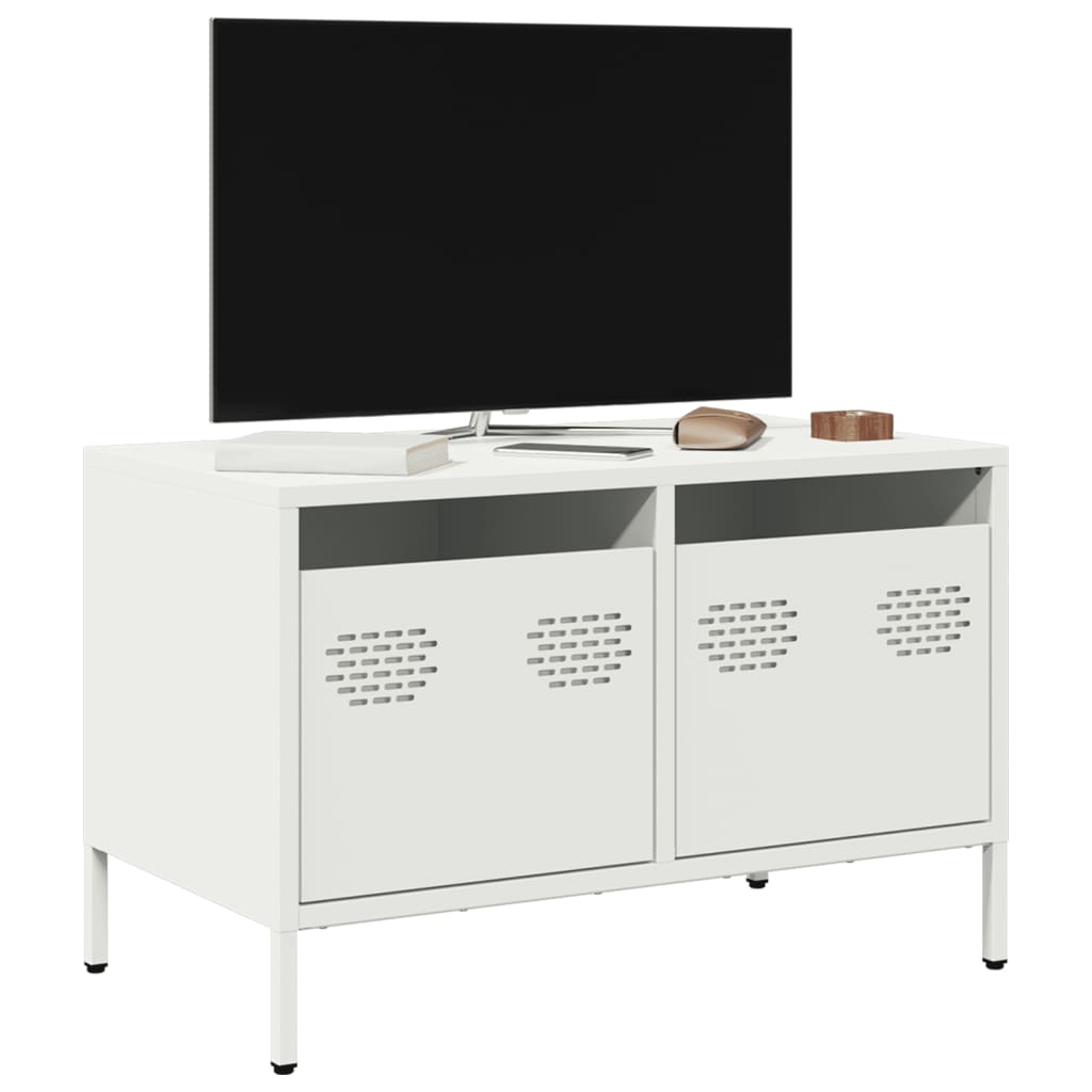 vidaXL Mueble para TV acero laminado en frío blanco 68x39x43,5 cm