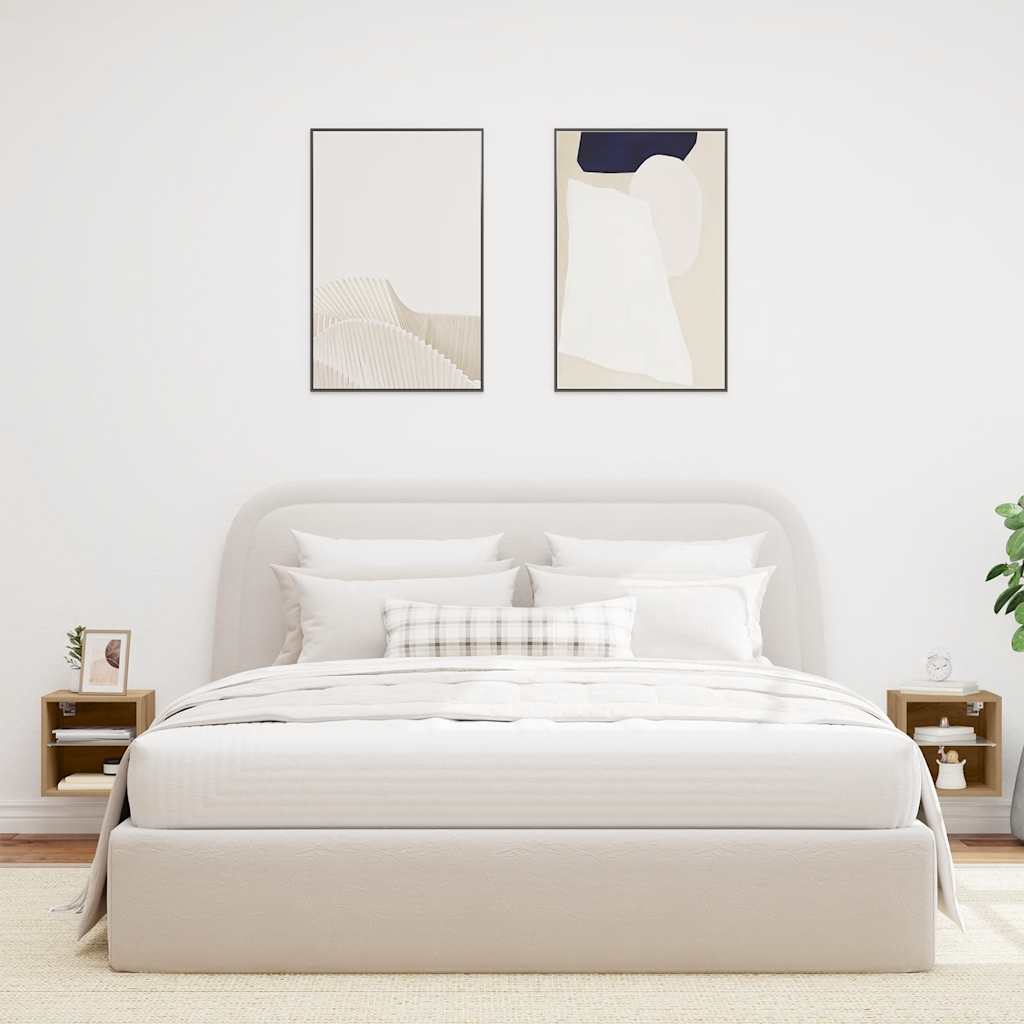 vidaXL Muebles TV de pared luces LED 2 uds roble artisian 30x28,5x30cm
