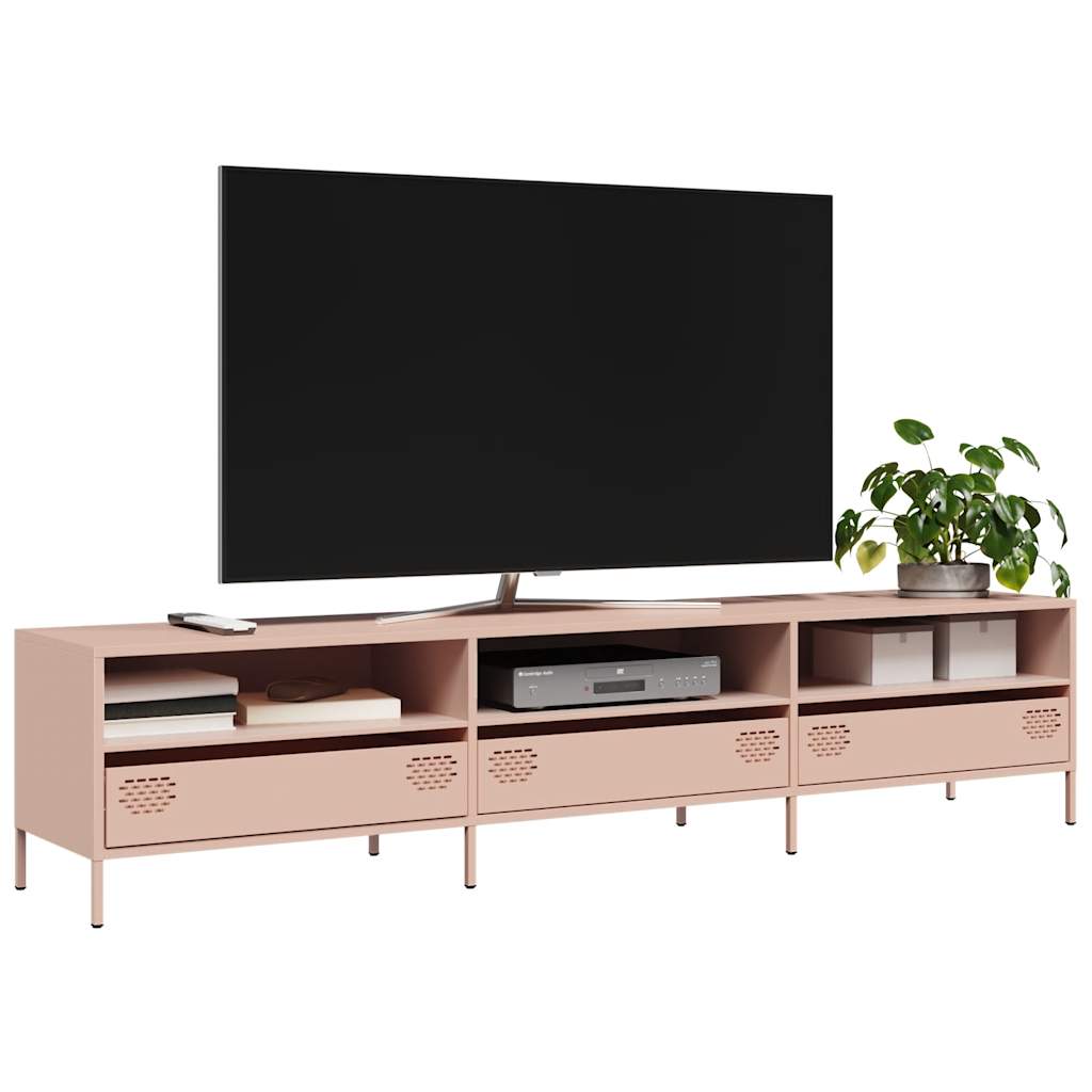 vidaXL Mueble para TV acero laminado en frío rosa 202x39x43,5 cm