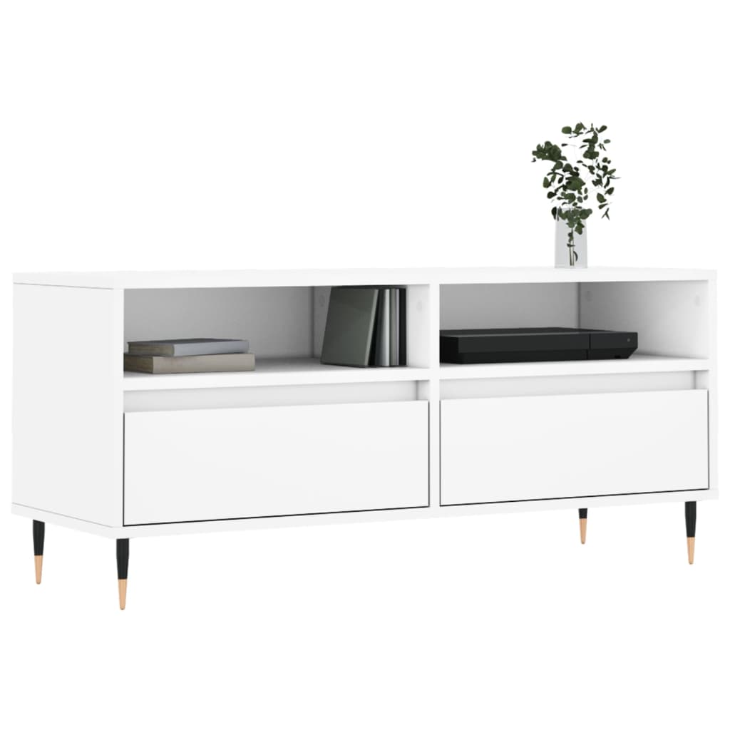 vidaXL Mueble para TV madera contrachapada blanco 100x34,5x44,5 cm - Image 3