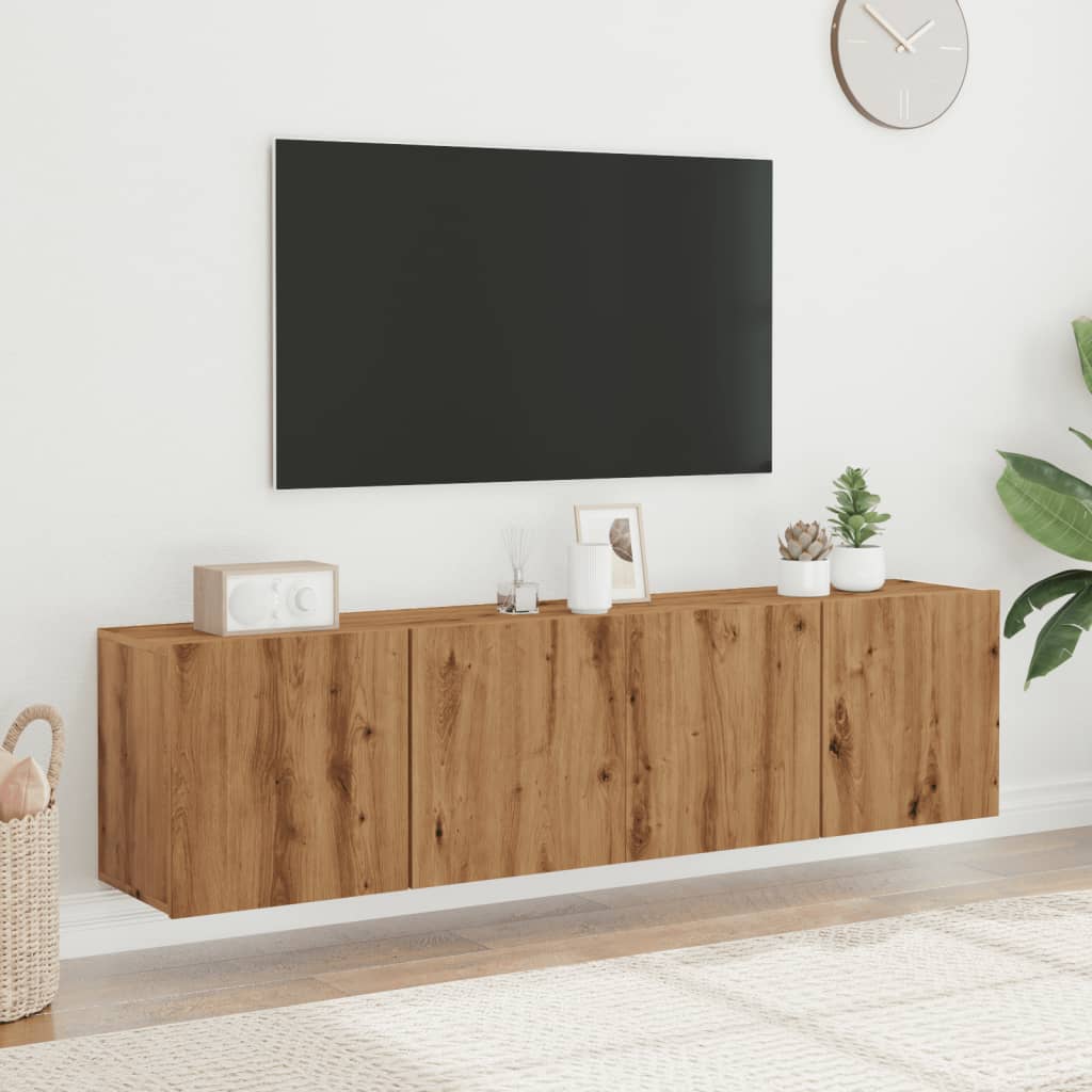 vidaXL Muebles de TV de pared 2 unidades roble artisian 80x30x41 cm