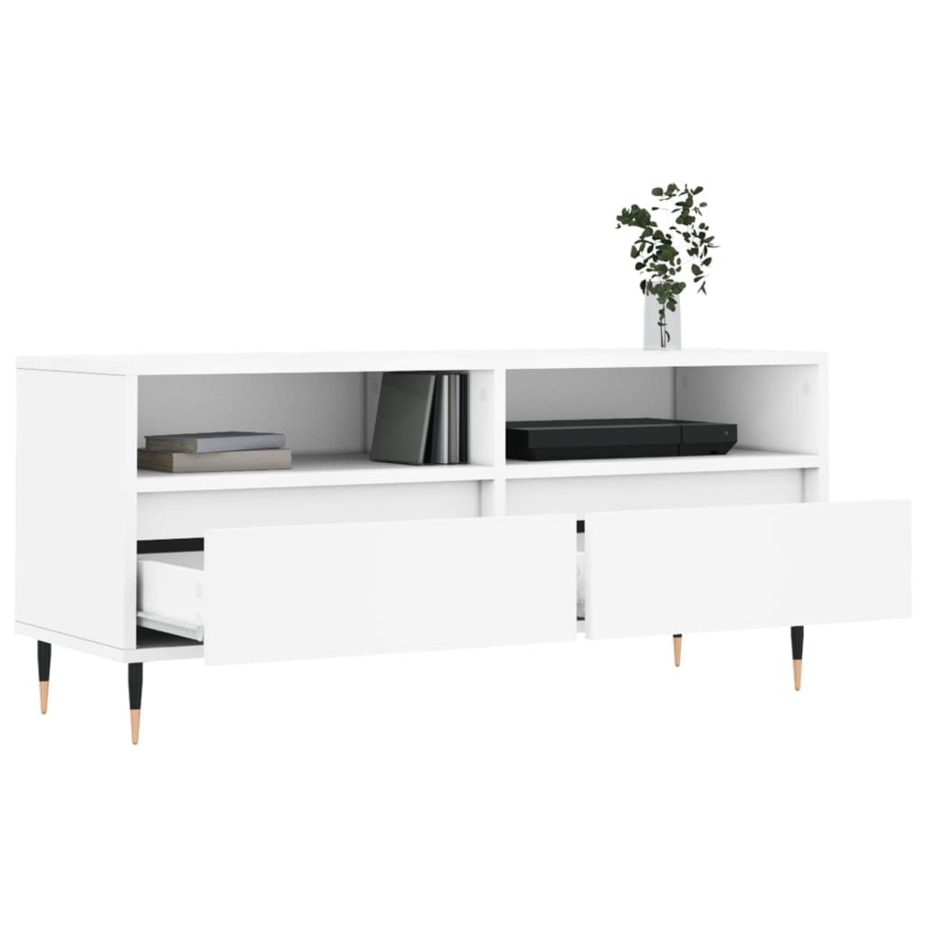 vidaXL Mueble para TV madera contrachapada blanco 100x34,5x44,5 cm - Image 4