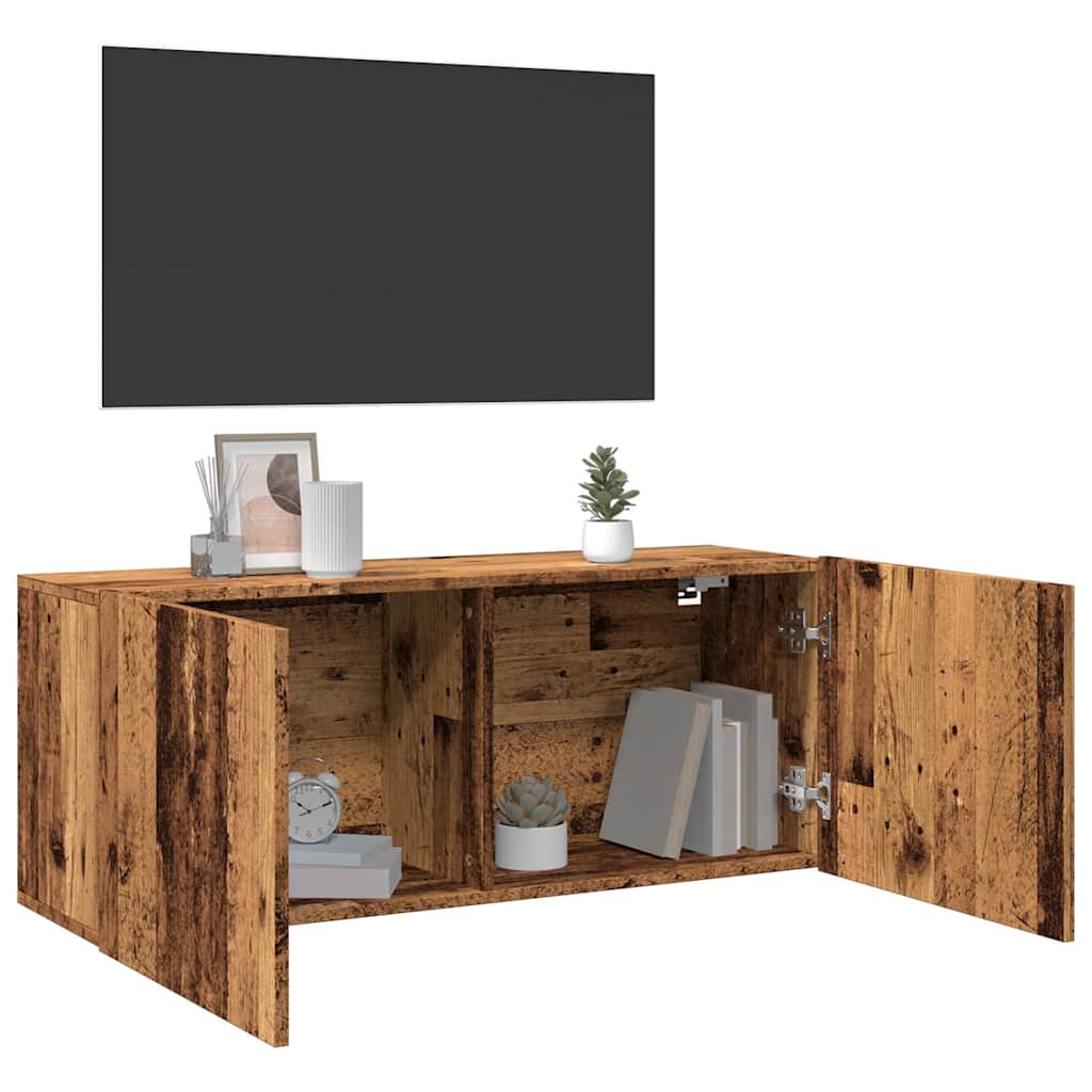 vidaXL Mueble de TV de pared madera envejecida 100x30x41 cm