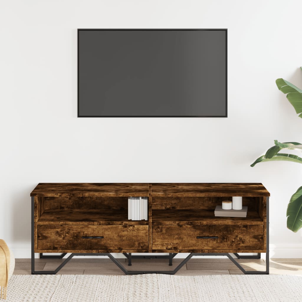 vidaXL Mueble de TV madera de ingeniería roble ahumado 122x34x41 cm - Image 3
