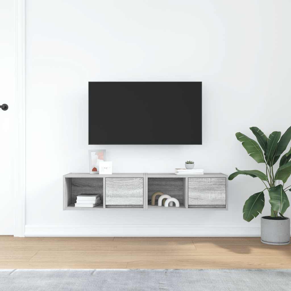 vidaXL Muebles de TV 2 uds madera ingeniería gris Sonoma 60x31x25,5 cm - Image 3