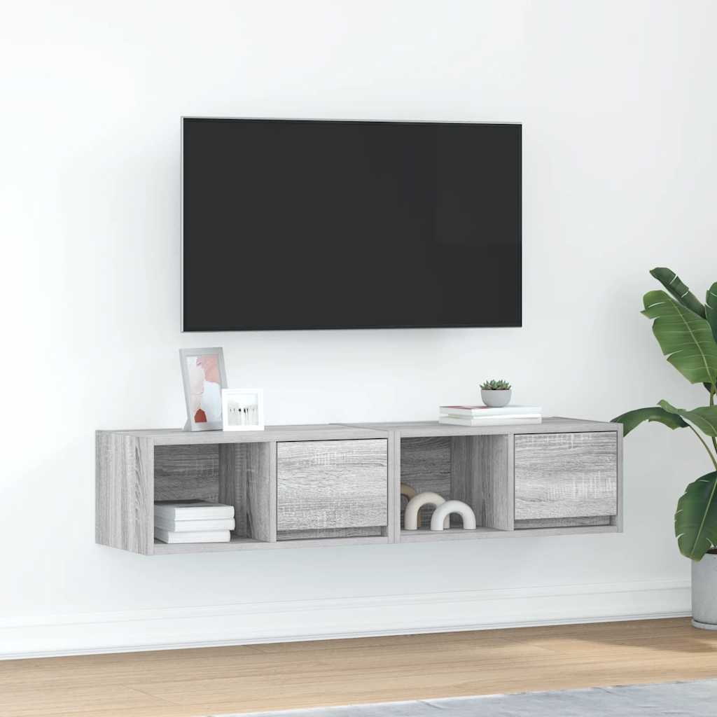 vidaXL Muebles de TV 2 uds madera ingeniería gris Sonoma 60x31x25,5 cm