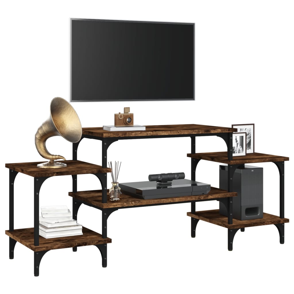 vidaXL Mueble para TV madera contrachapada roble ahumado 117x35x52 cm - Image 4