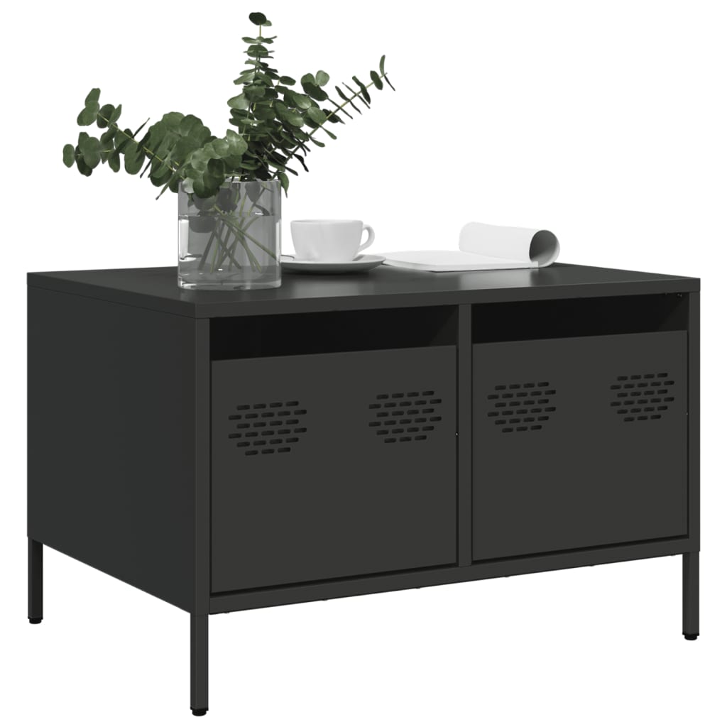 vidaXL Mueble para TV acero laminado en frío negro 68x50x43,5 cm