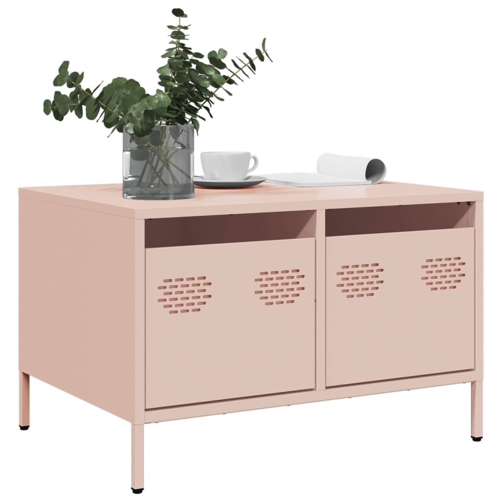 vidaXL Mueble para TV acero laminado en frío rosa 68x50x43,5 cm