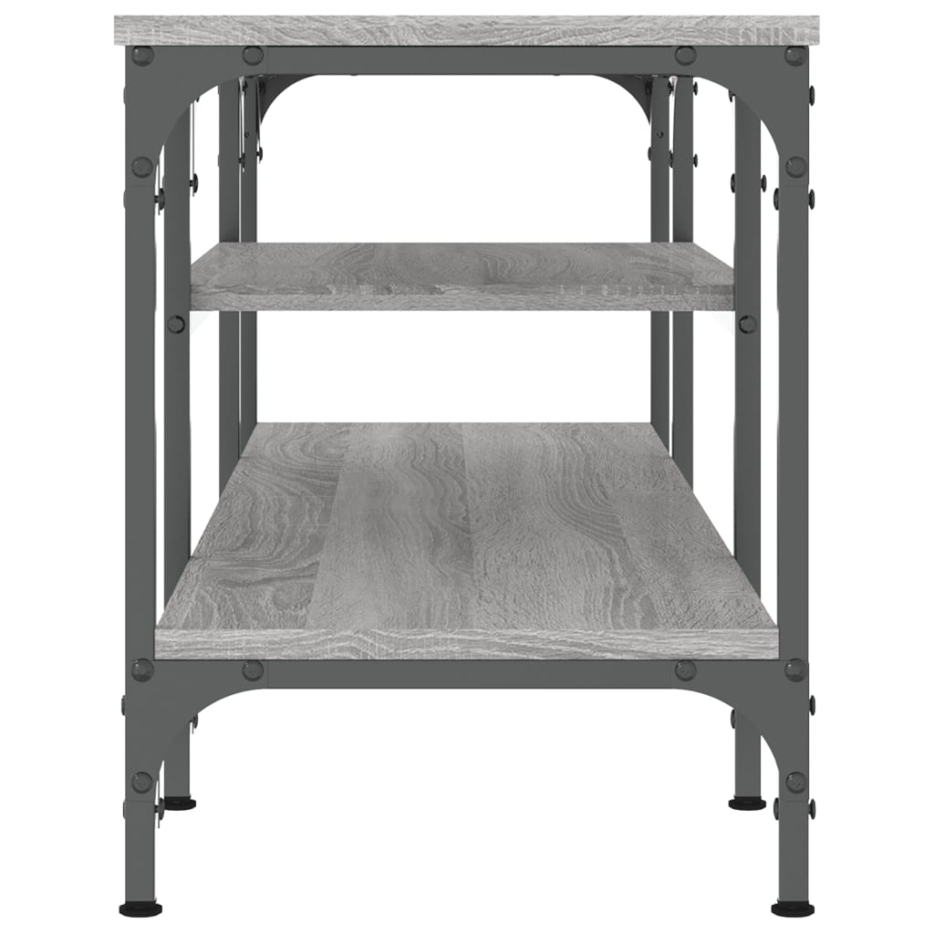 vidaXL Mueble TV madera ingeniería y hierro gris Sonoma 121x35x45 cm - Image 5
