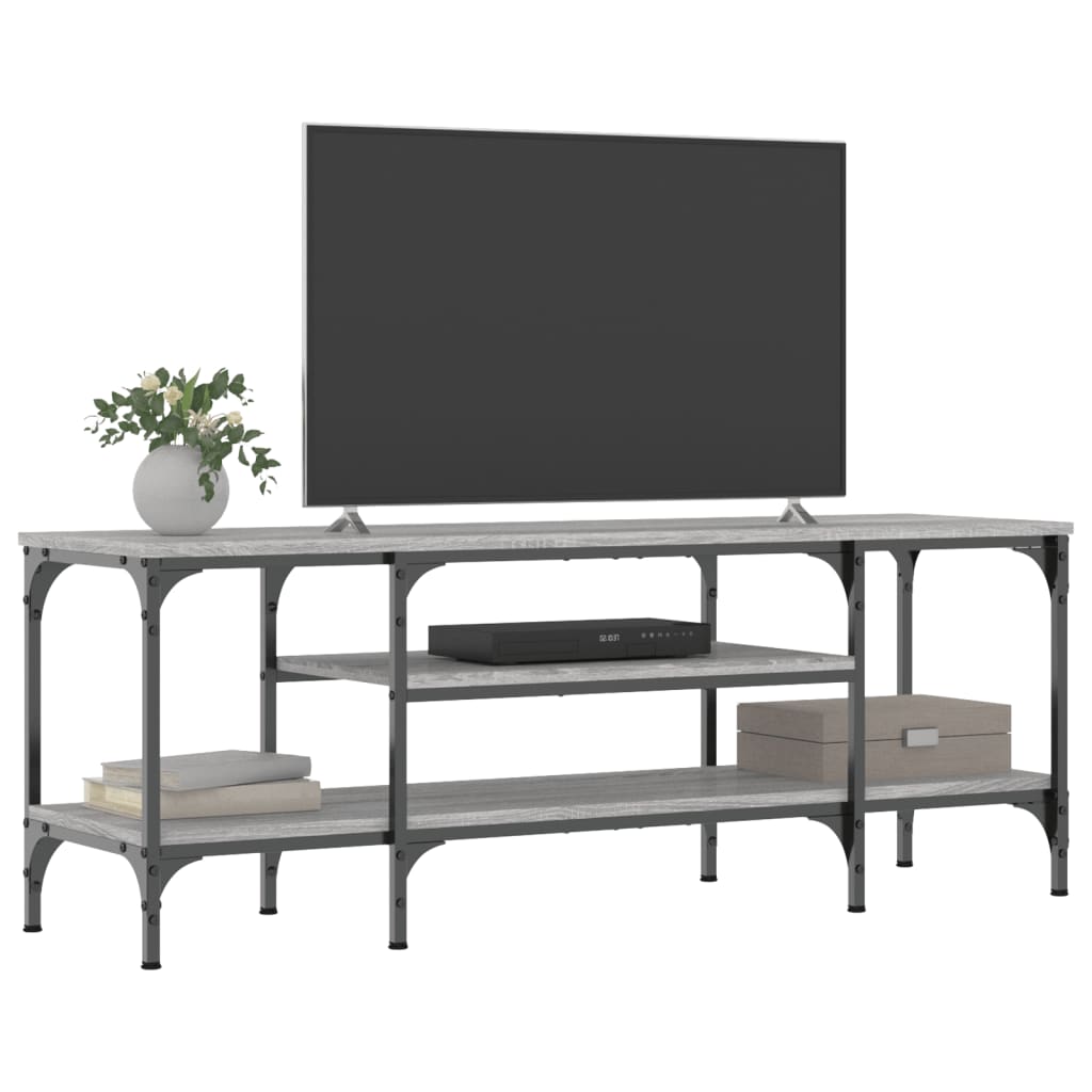 vidaXL Mueble TV madera ingeniería y hierro gris Sonoma 121x35x45 cm - Image 3