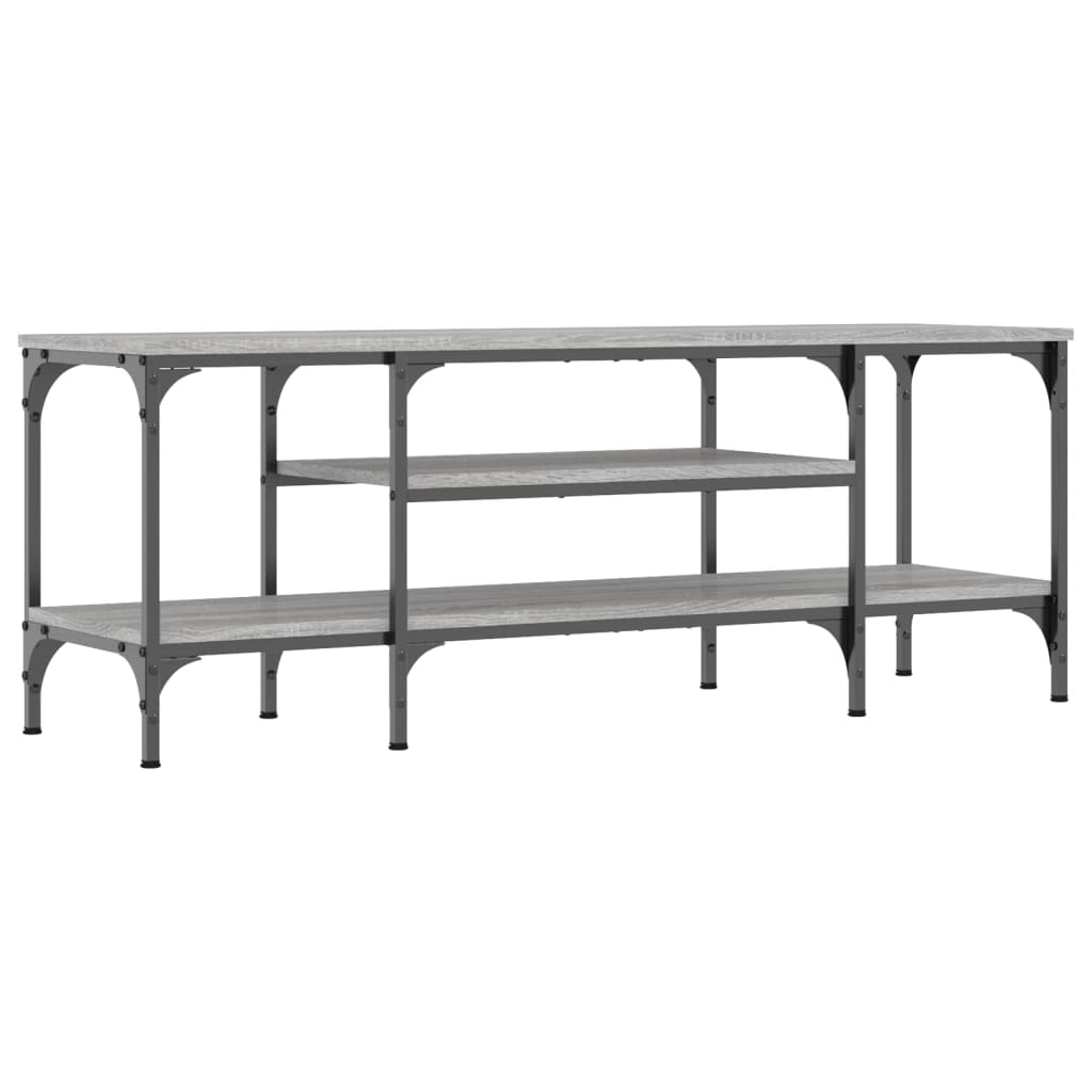 vidaXL Mueble TV madera ingeniería y hierro gris Sonoma 121x35x45 cm - Image 6