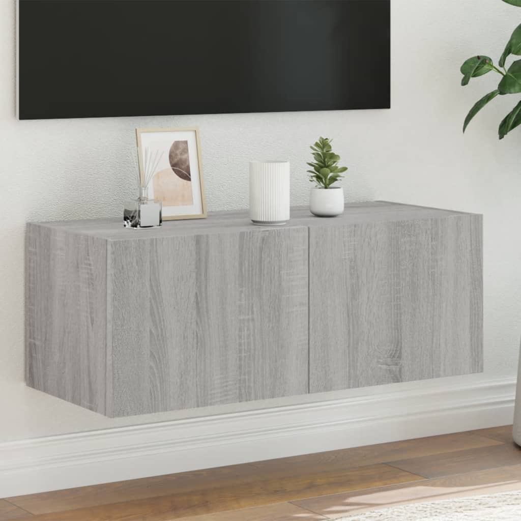 vidaXL Mueble de TV de pared con luces LED gris Sonoma 80x35x31 cm