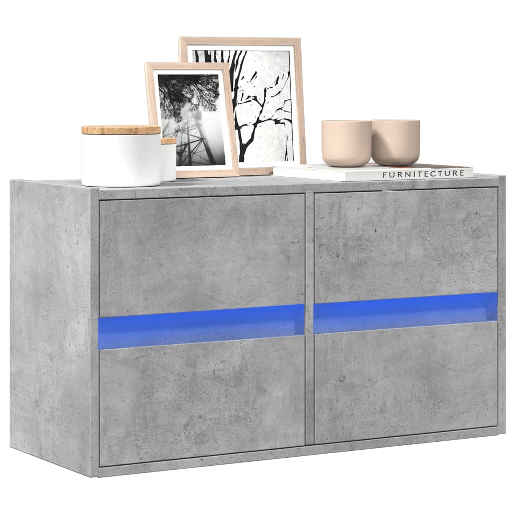 vidaXL Mueble de TV de pared con luces LED gris hormigón 80x31x45 cm