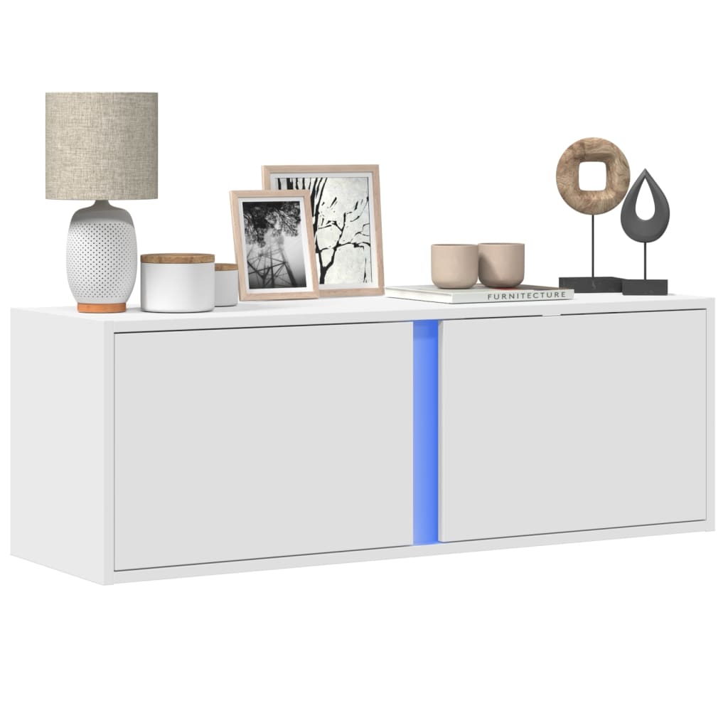 vidaXL Mueble de TV de pared con luces LED blanco 100x31x35 cm