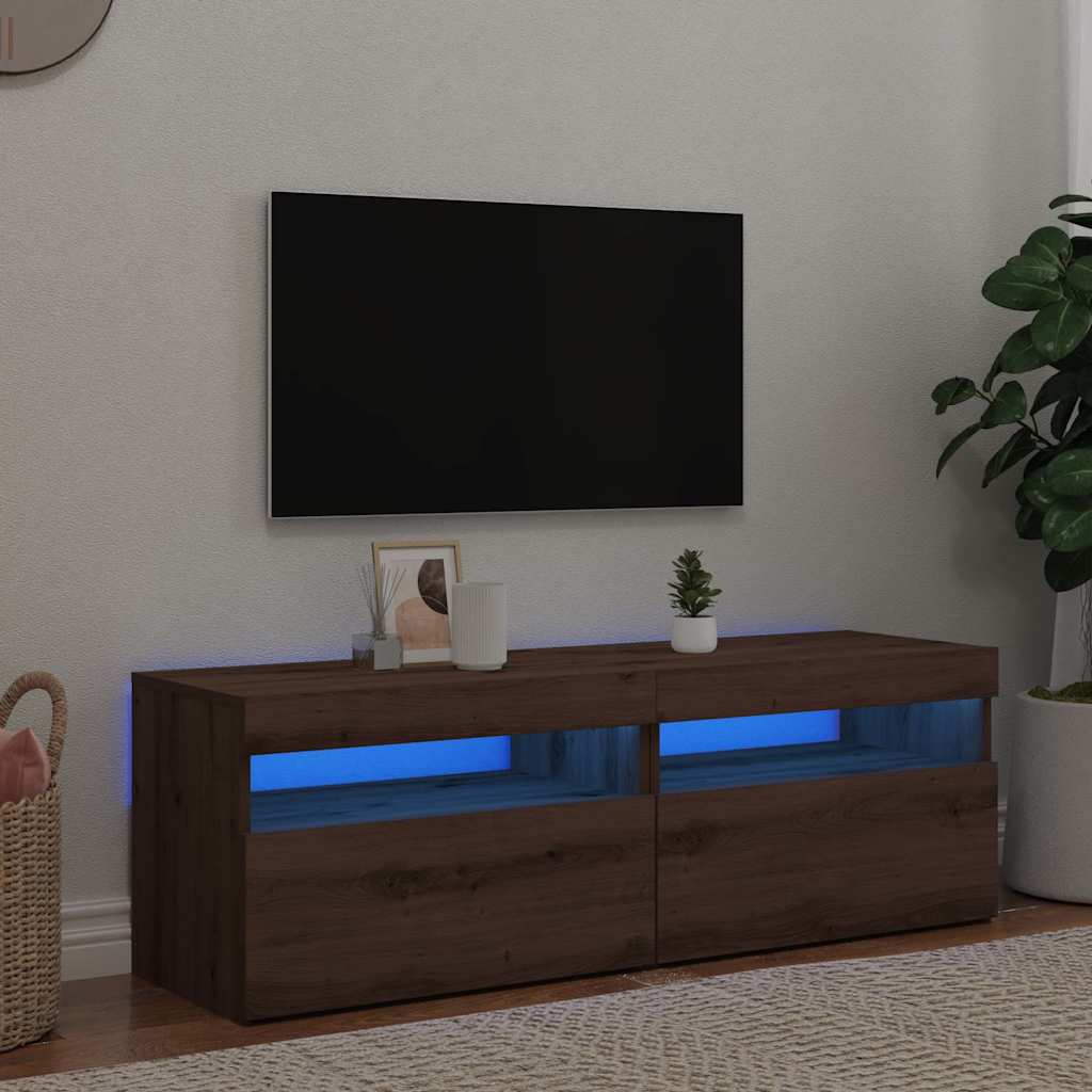 vidaXL Muebles TV con luces LED 2 uds madera ingeniería roble artisan