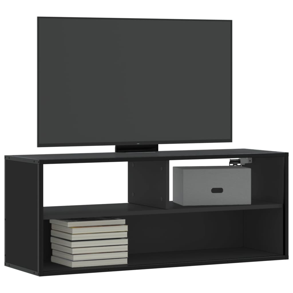 vidaXL Mueble de TV madera de ingeniería y metal negro 100x31x39,5 cm