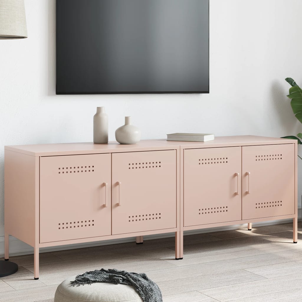 vidaXL Muebles de TV 2 piezas acero rosa 68x39x50,5 cm