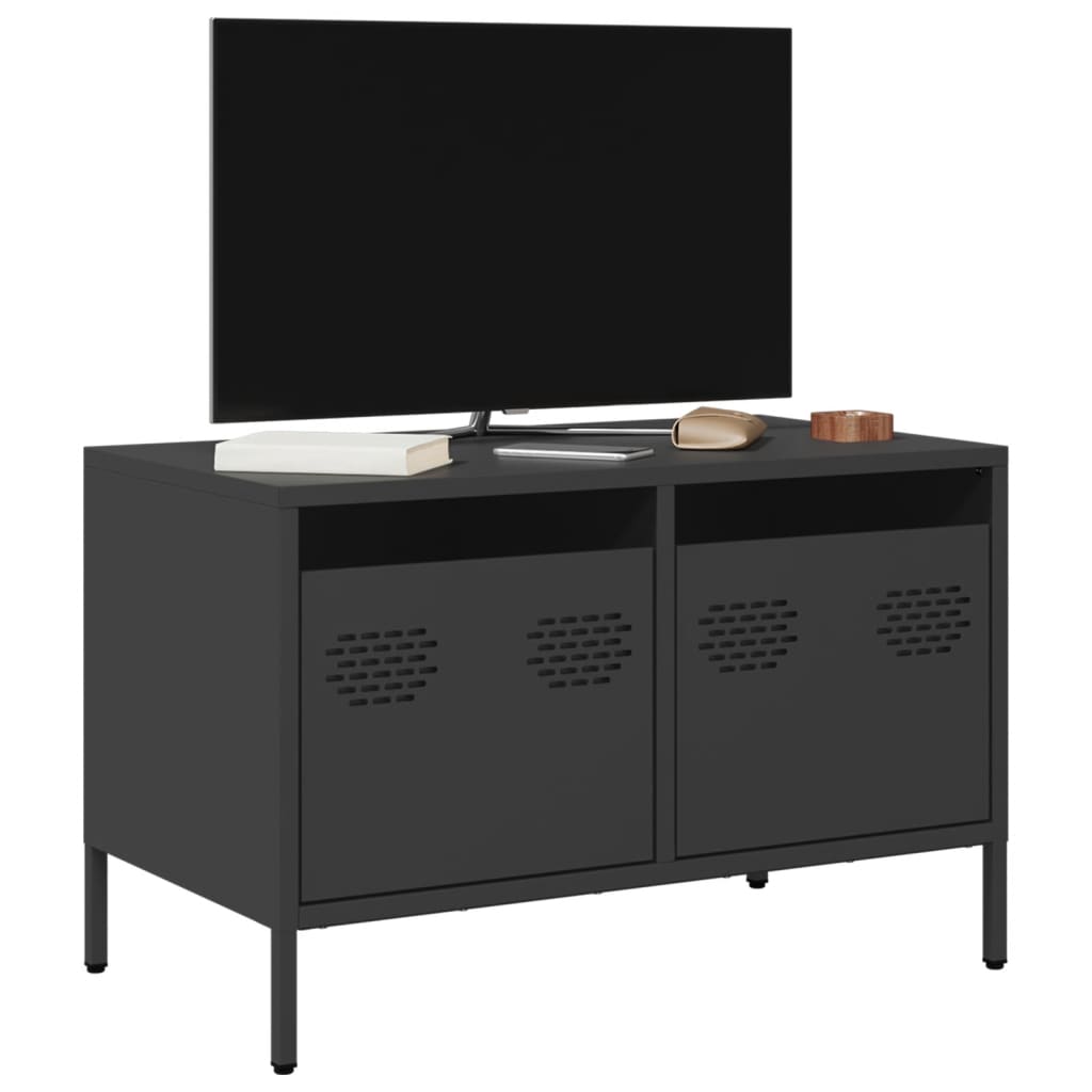 vidaXL Mueble para TV acero laminado en frío negro 68x39x43,5 cm