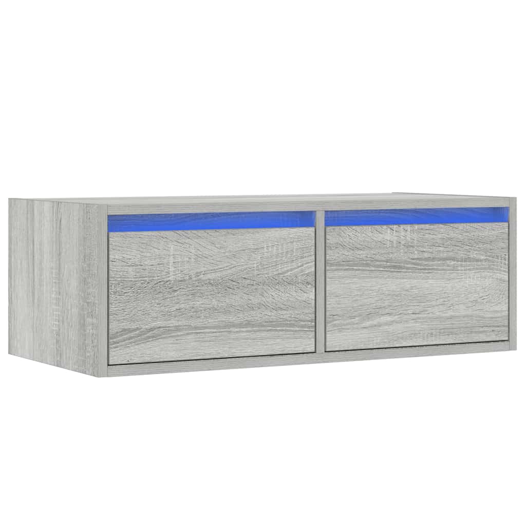 vidaXL Mueble de TV con luces LED sonoma gris 75x35,5x25 cm - Image 3
