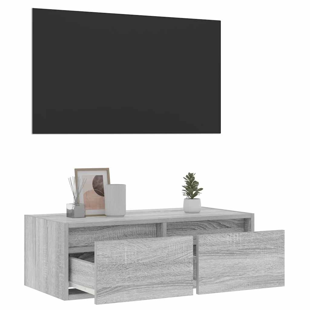 vidaXL Mueble de TV con luces LED sonoma gris 75x35,5x25 cm - Image 5