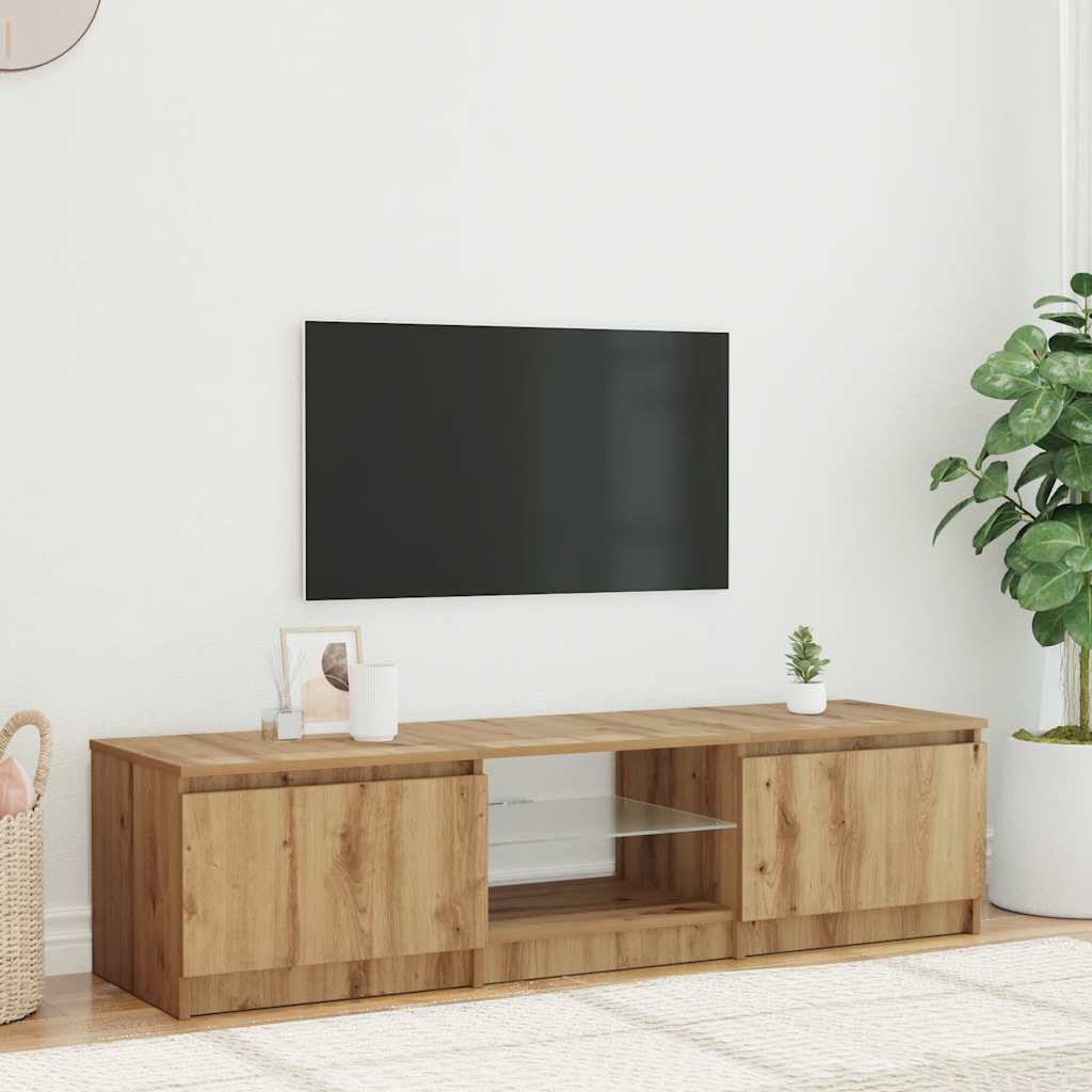 vidaXL Mueble de TV luces LED madera roble artisan 140x40x36 cm