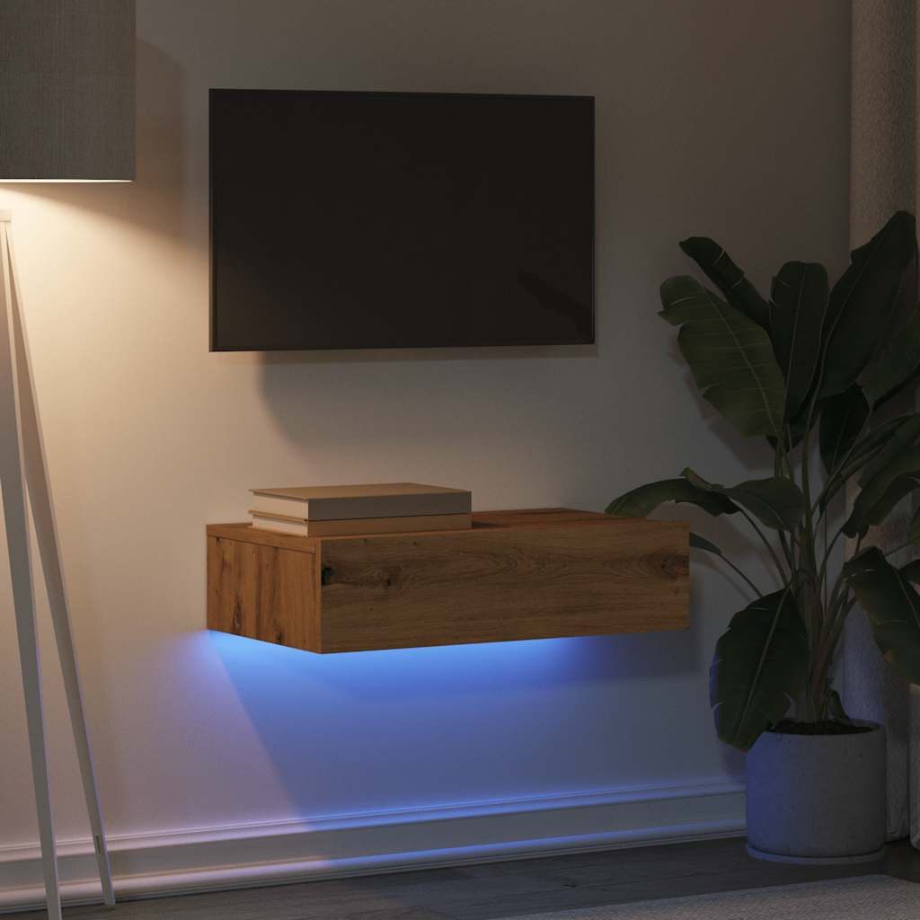 vidaXL Mueble de TV con luces LED roble artisan 60x35x15,5 cm - Image 4