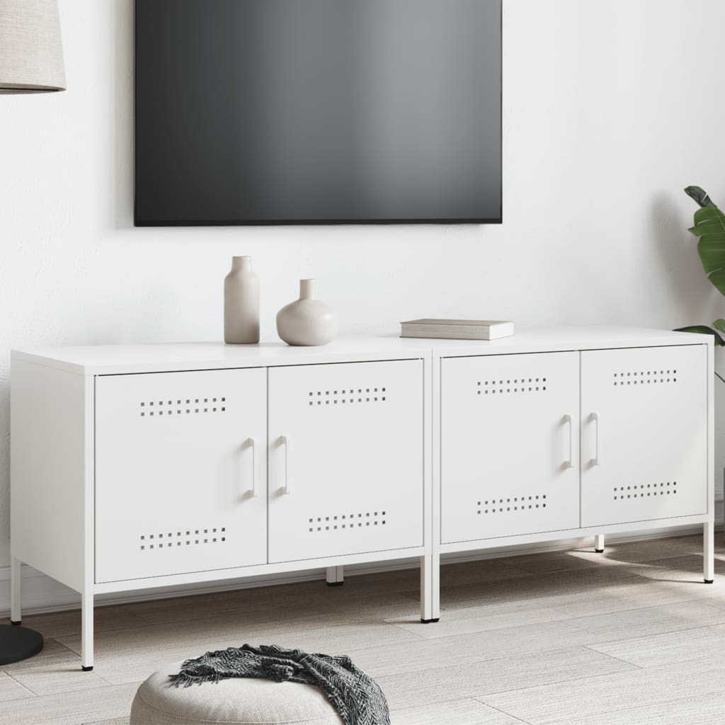 vidaXL Muebles de TV 2 piezas acero blanco 68x39x50,5 cm