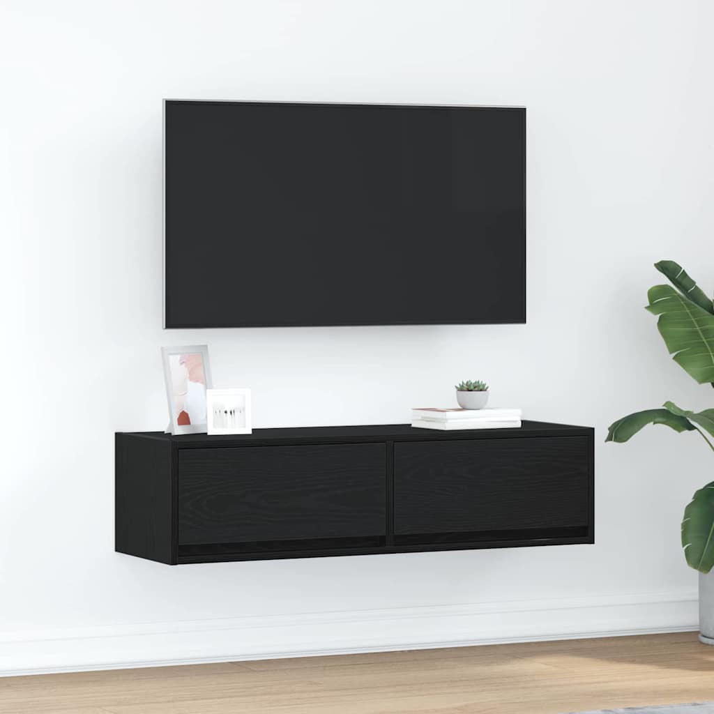 vidaXL Gabinete de TV con cajón Roble negro 100 x 31 x 25.5 cm