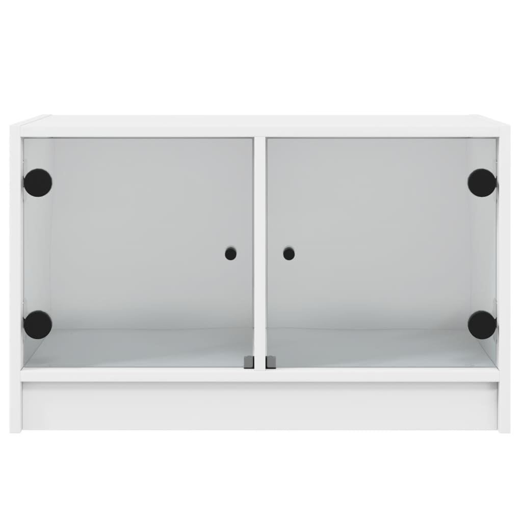 vidaXL Mueble de TV con puertas de vidrio blanco 68x37x42 cm - Image 6