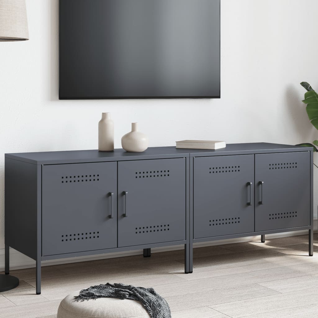 vidaXL Muebles de TV 2 unidades acero gris antracita 68x39x50,5 cm