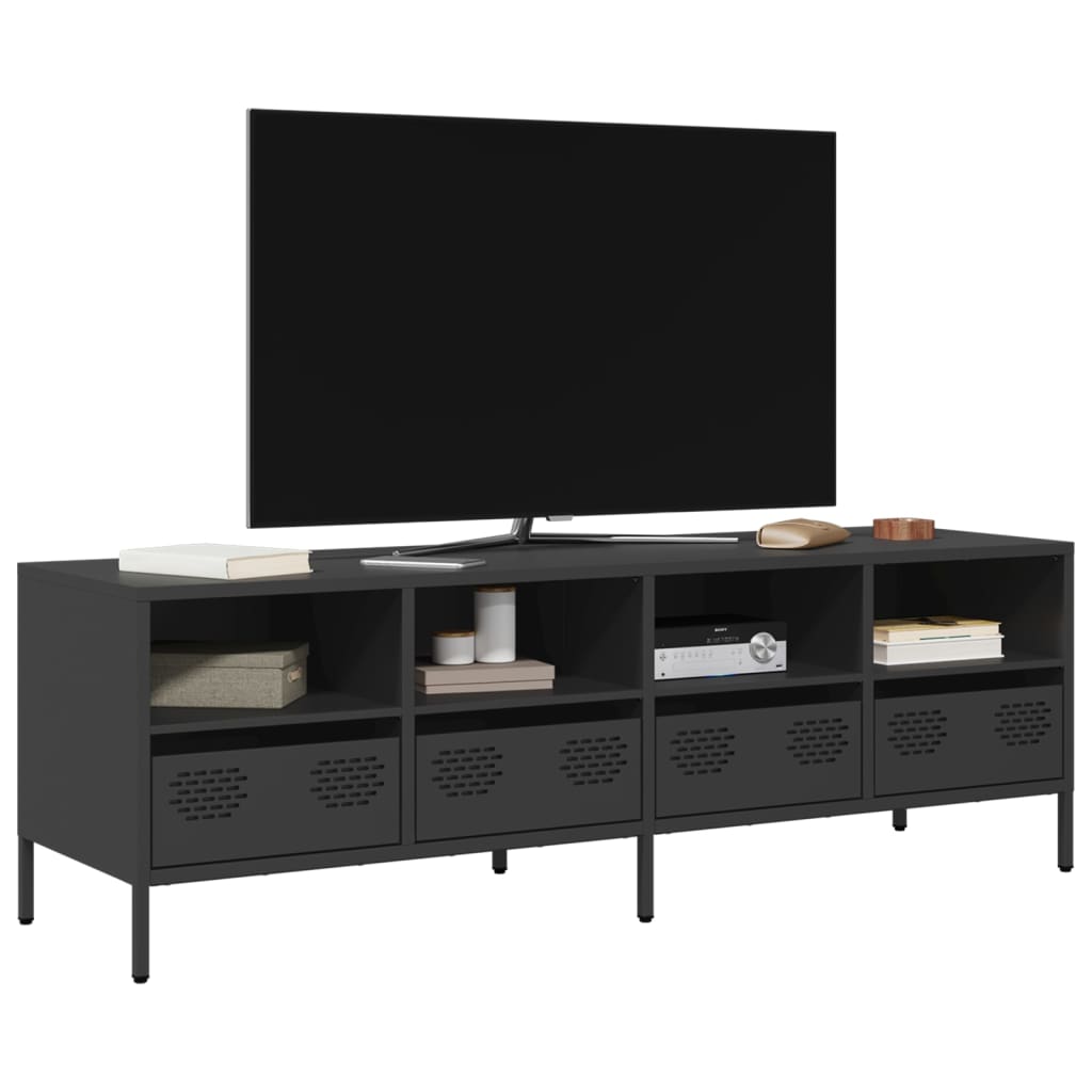 vidaXL Mueble para TV acero laminado en frío negro 135x39x43,5 cm