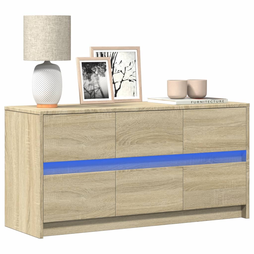 vidaXL Mueble de TV LED madera de ingeniería roble Sonoma 100x34x50 cm