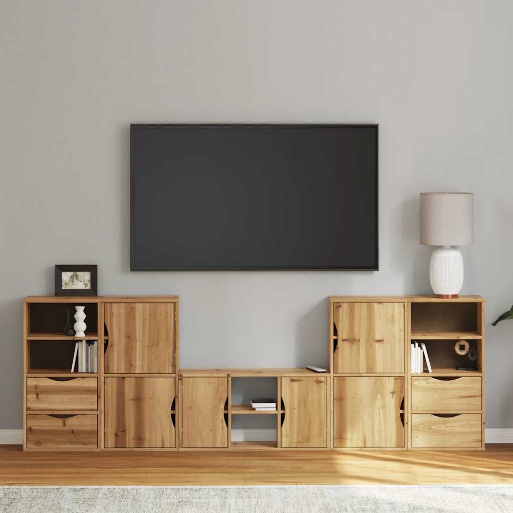 vidaXL Muebles de TV 5 uds. con almacenaje "ODDA" madera maciza pino