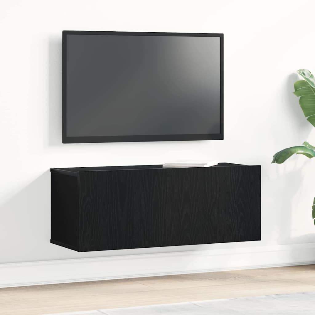 vidaXL Muebles para TV Montaje en la pared Roble negro 80 x 30 x 30 cm