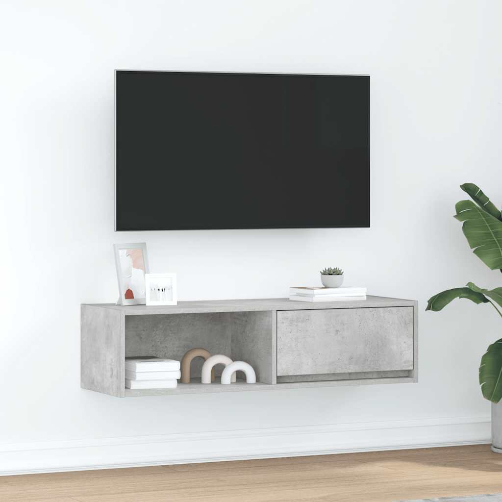 vidaXL Mueble de TV madera contrachapada gris hormigón 100x31x25,5 cm