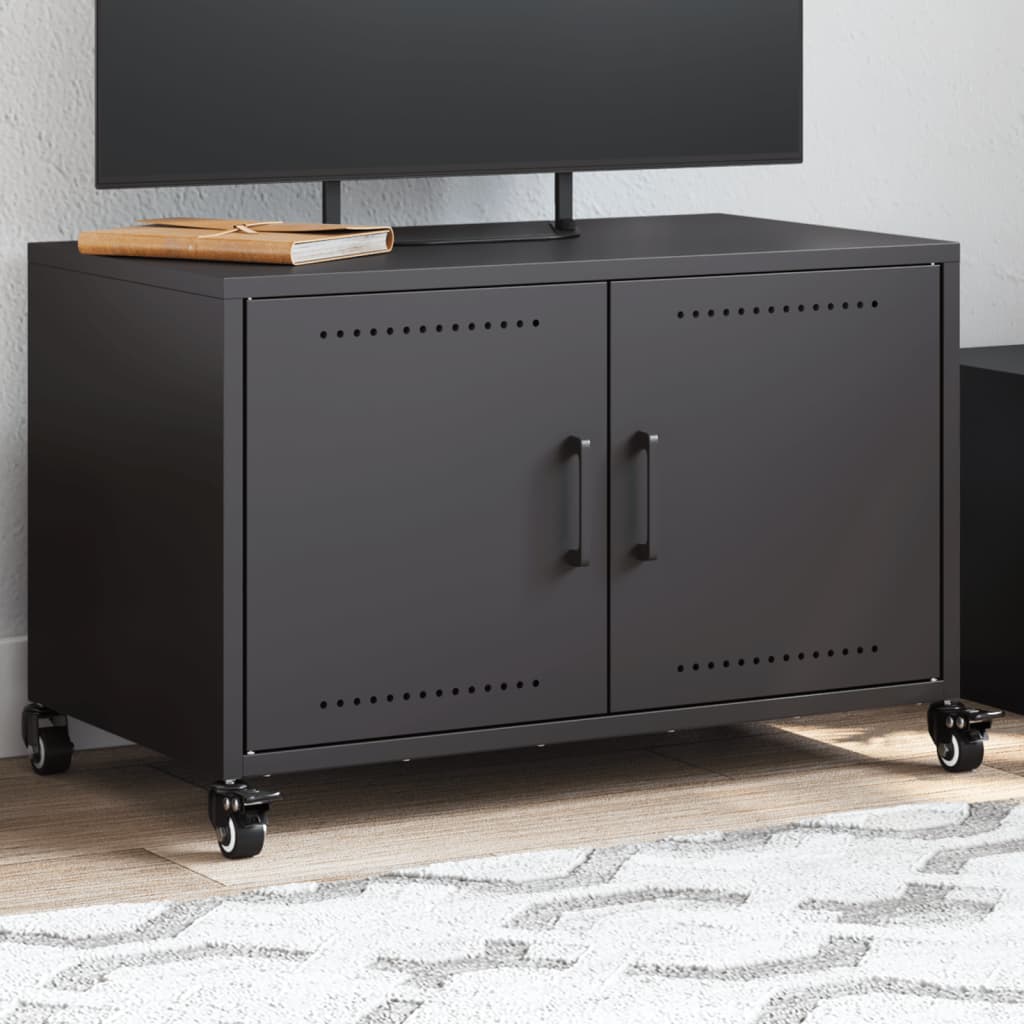 vidaXL Mueble de TV acero negro 68x39x43,5 cm