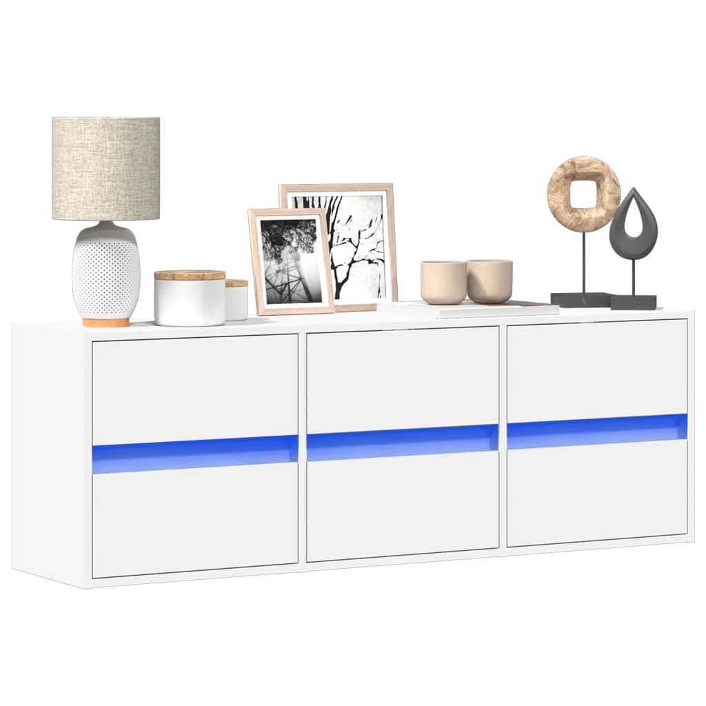vidaXL Mueble de TV de pared con luces LED blanco 130x31x45 cm